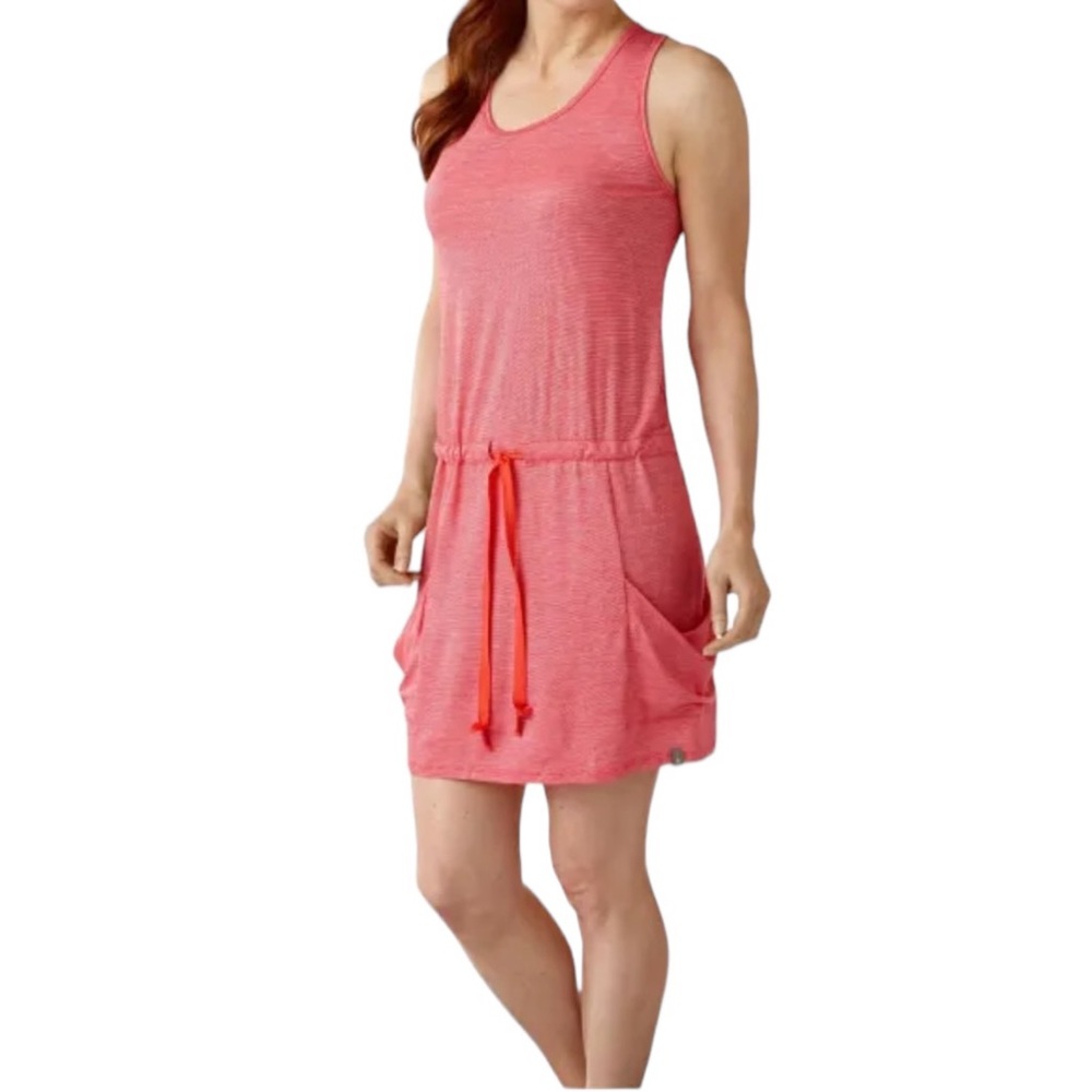 SMARTWOOL Women's Seven Falls Tunic Dress in Pink Merino Wool Barbiecore - SMALL